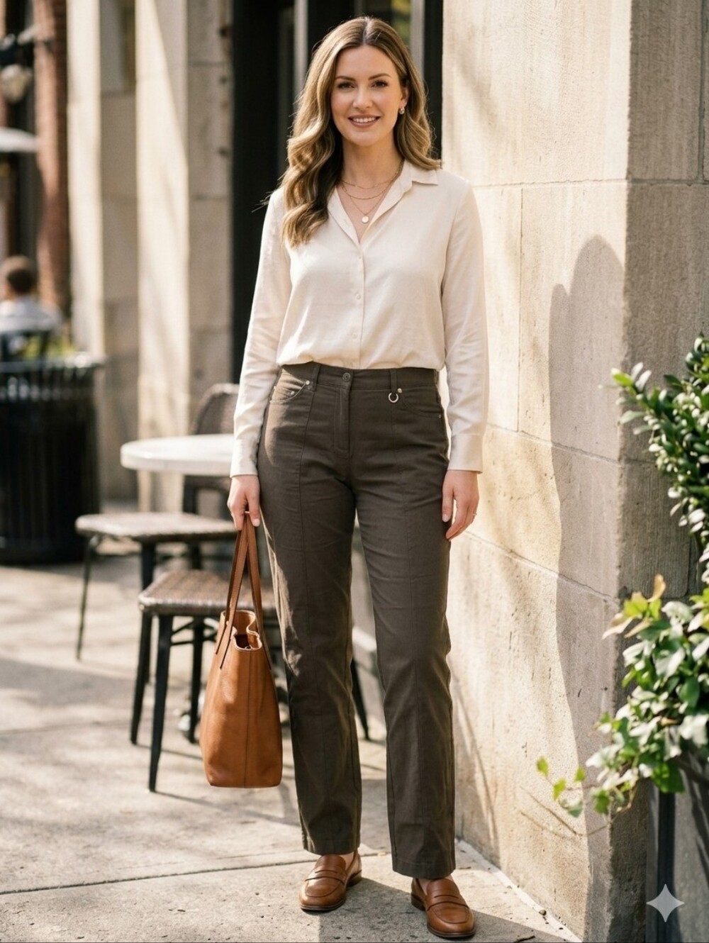 Simon Chang Brown Straight Leg Dress Pants Stretch Mid Rise 35203-P Size 6